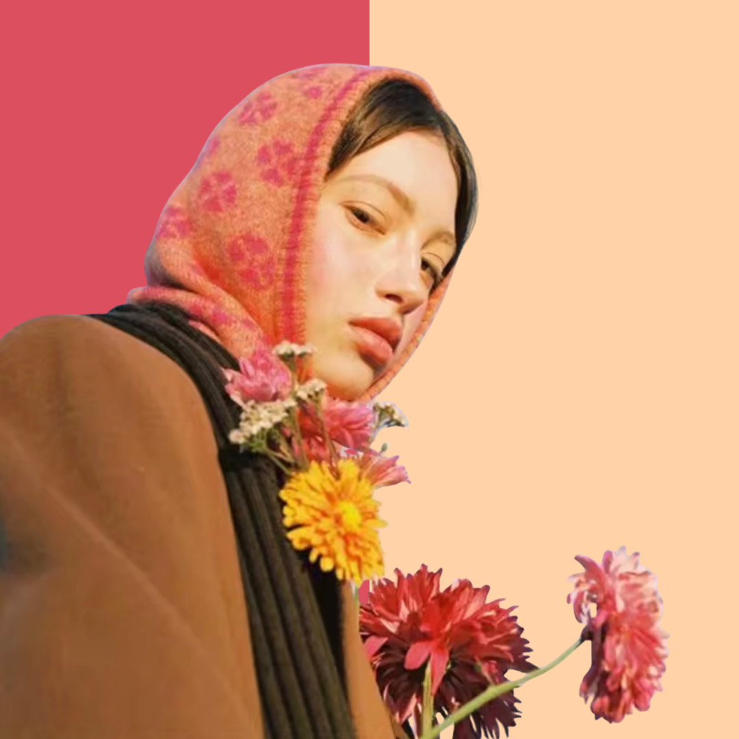 Pastel Orange Floral Balaclava