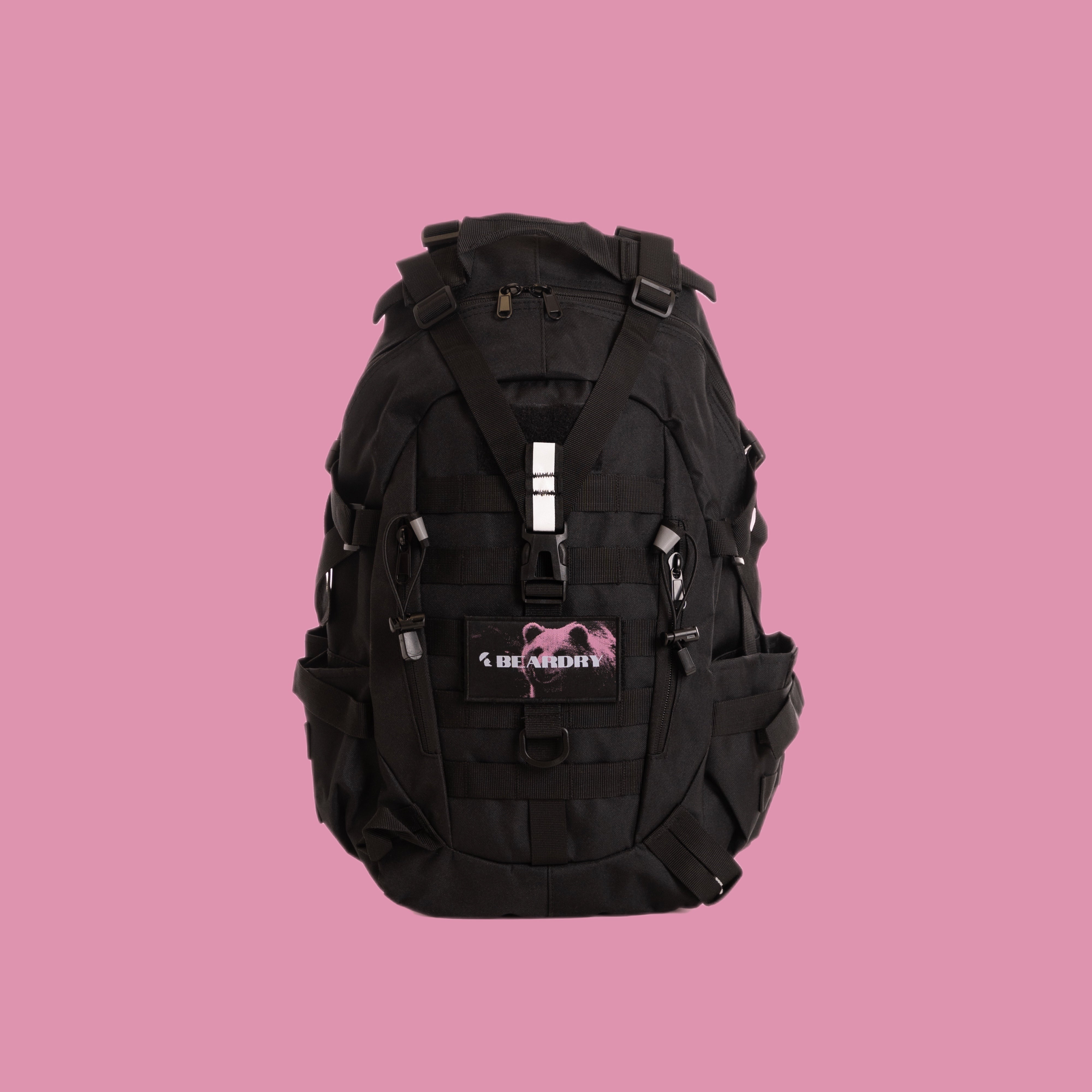 Everyday Water-Resistant Backpack 25L - Onyx Black with Crimson