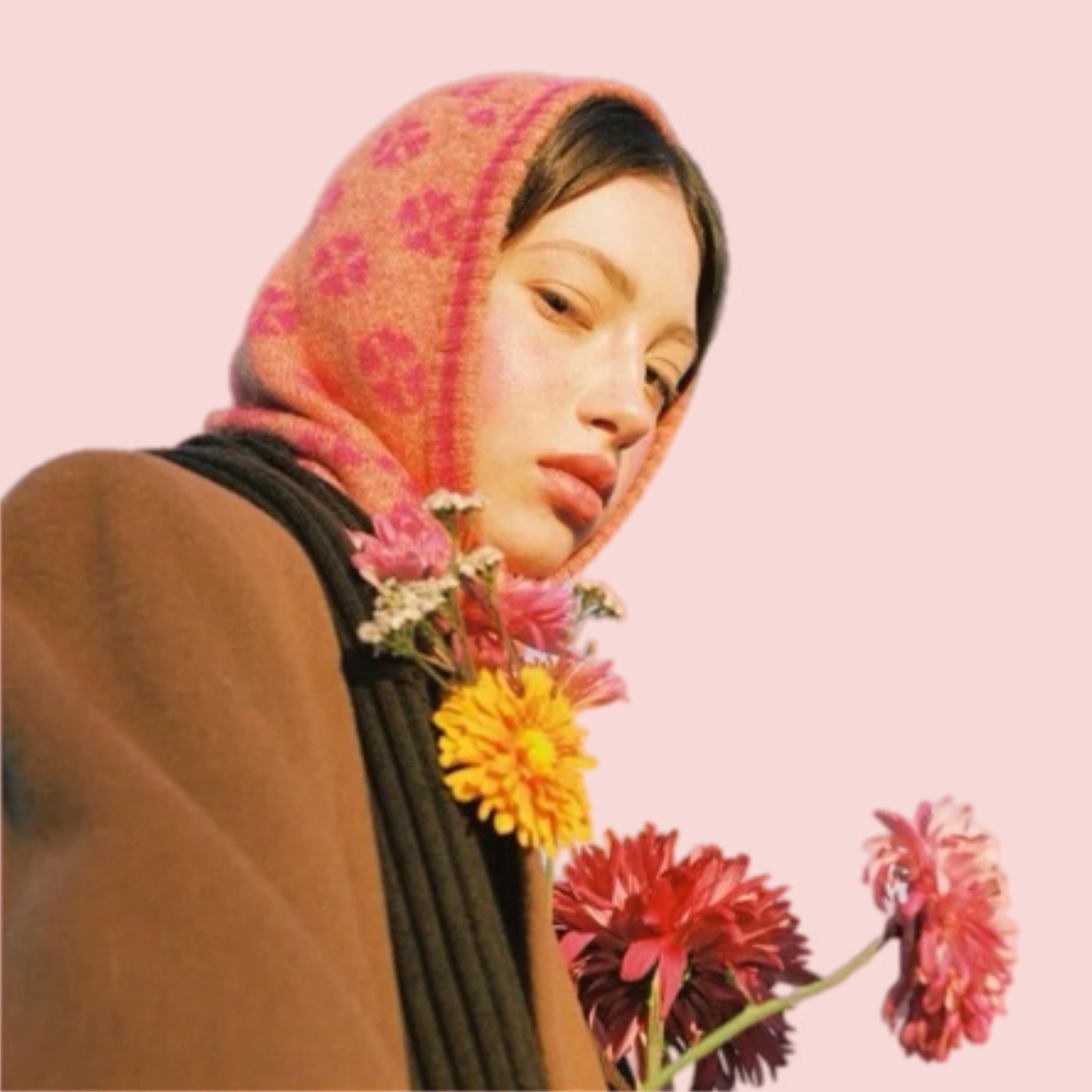 Pastel Orange Floral Balaclava image 0