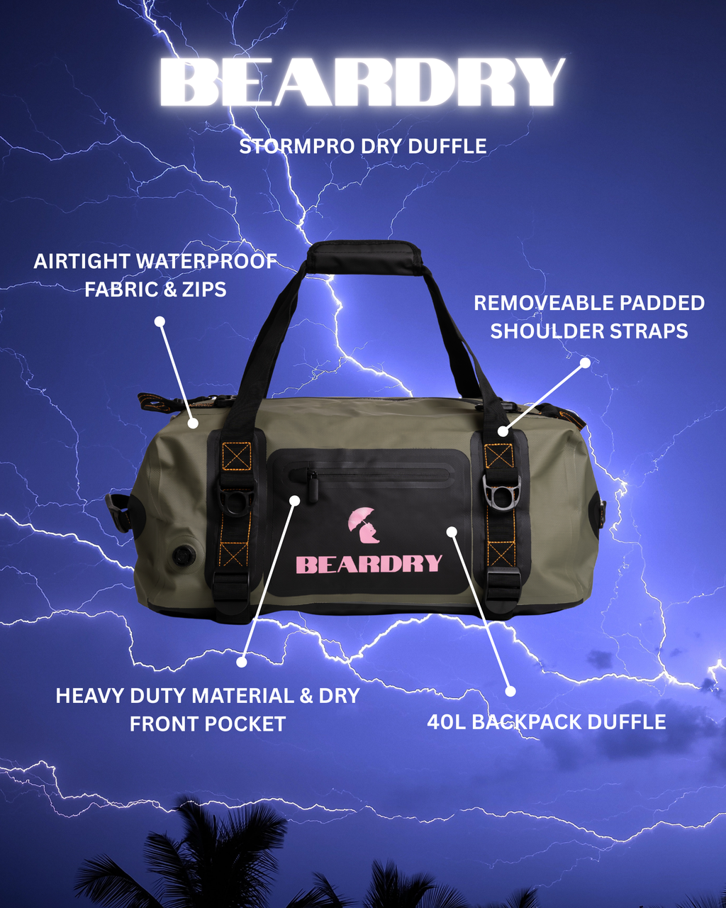 StormPro Waterproof  Dry Duffle Backpack 40L