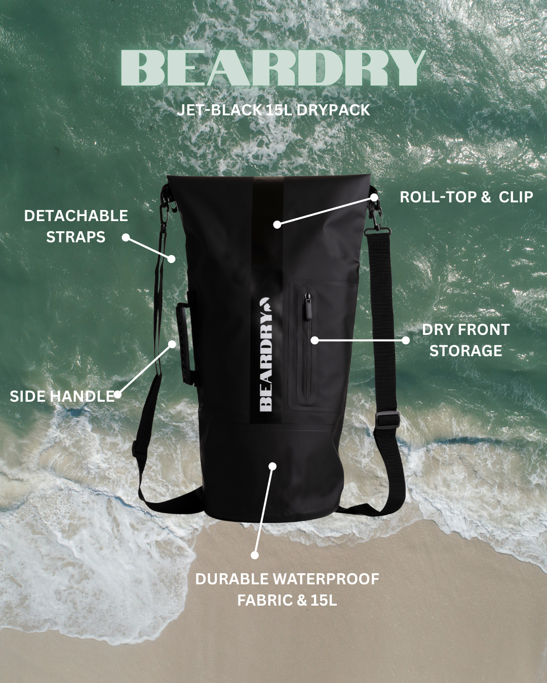 15L Outlander Pro | Tactical Matte Black | 100% Waterproof Backpack