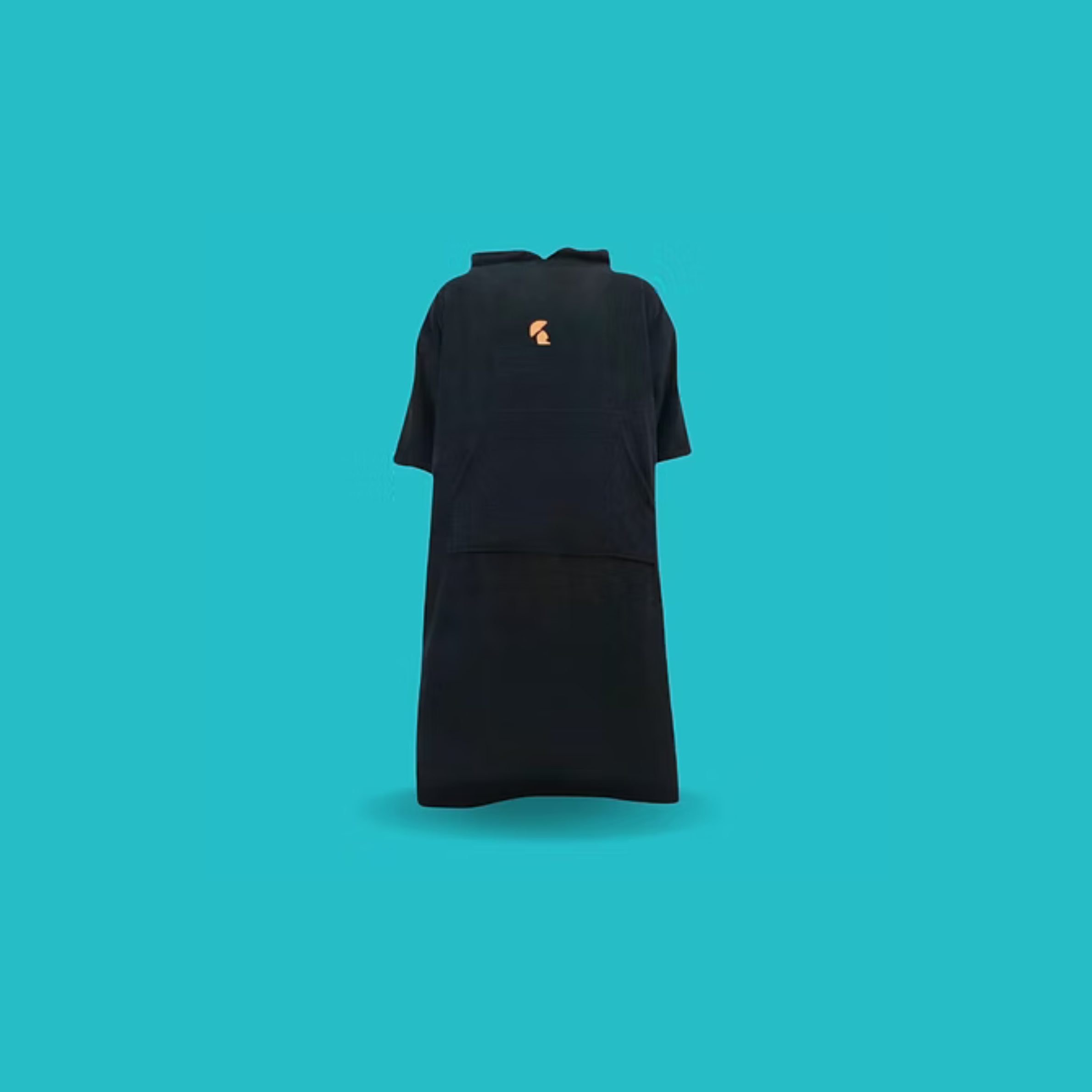 Kid's Black Embroidered Heavy Cotton Towel Poncho